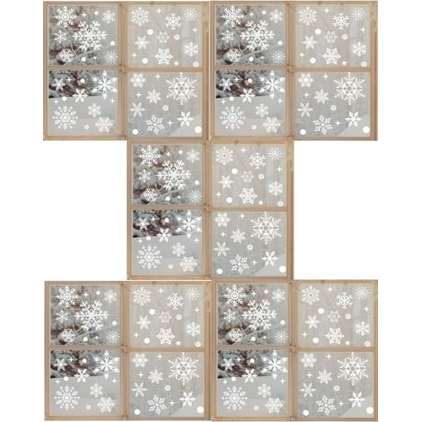 20 feuilles d'autocollants de fenêtre de Noël réutilisables avec différentes tailles et types de flocons de neige, adaptés aux décorations de fenêtre de Noël DIY, aux vitrines de magasins, aux murs-ri
