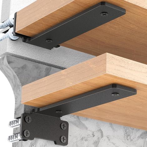 2 pièces Support d'étagère Support de 10 cm, Équerre d'étagère pour charges lourdes, capacité de charge 75 kg, noir (1/5)