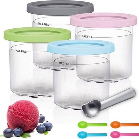 Gobelets Creami compatibles avec les sorbetières Creami Deluxe (473 ml) - Récipients Creami compatibles avec les sorbetières des séries NC301, NC300 et NC299AMZ - Lot de 4 pièces - Sans BPA - Compatib