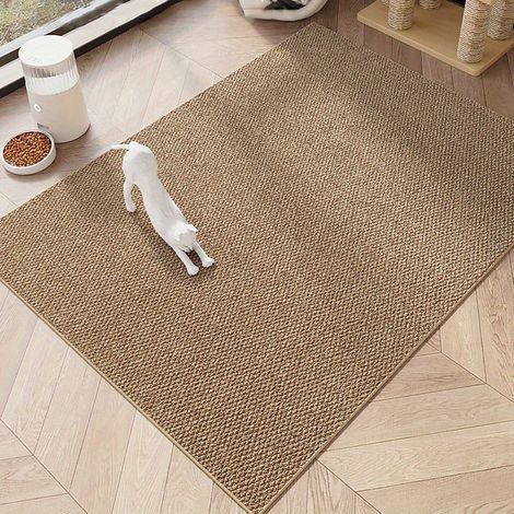 AUTRUCKER Tapis griffoir en corde tressée naturelle, tapis de sol durable pour chats et chiens, marron, 40 x 60 cm