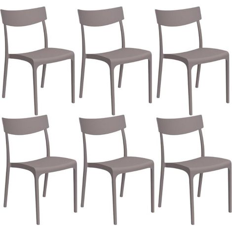 Gloupie Set 6 Sedie Provence in Polipropilene Taupe, Impinabili,46 x 54 x 80 cm, peso 3,3 kg, Design Vintage, 100% Made in italy (1/5)