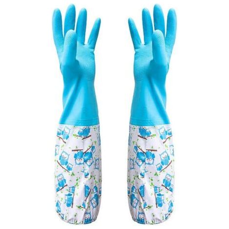 (Blue) Rubber gloves for pond and drainage – Household chores and gardening, garden maintenance, weeding, washing, cleaning, dishwashing – To protect your sleeves (1/5)