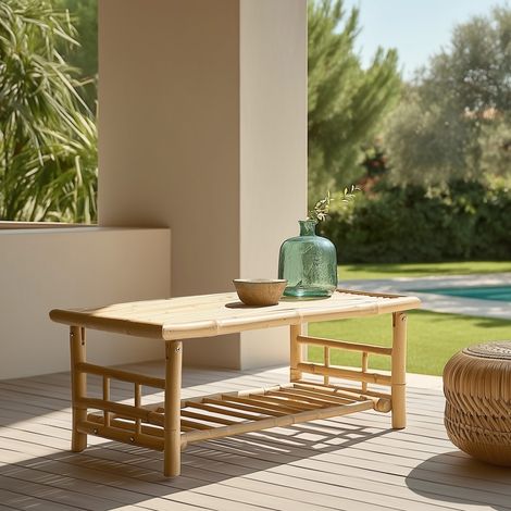 VITAL - Table basse rectangulaire en bambou 90x49cm (1/5)