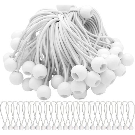 Lot de 50 Tendeur Elastique Cordons Élastiques avec Boules Sandow Elastique Boules Elastiques pour chapiteaux, tentes, bannières et bâches (1/5)