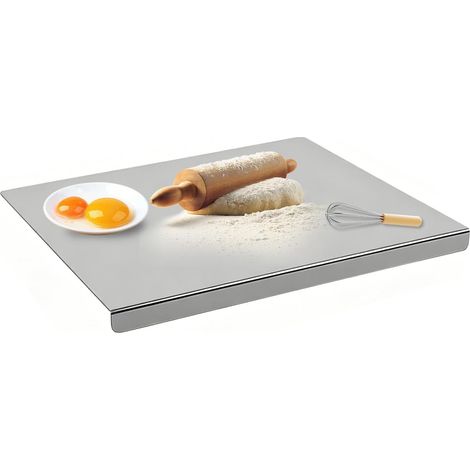 Edelstahl Schneidebrett aus SUS 304, 40 x 30 cm Rostfrei & Spülmaschinenfest, Schweres Küchen Schneidbrett mit Rutschfesten Kanten, Doppelseitig für Fleisch Gemüse Brot Fisch & Käse (1/5)