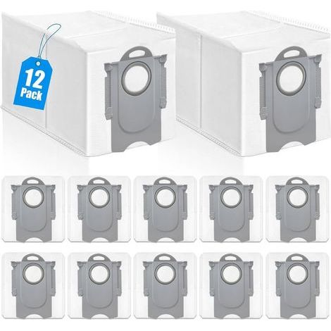 12 sacs Poussière pour Aspirateur-Robot pour Roborock QV 35A / Qrevo S5V / QV35S / Q Revo/Saros 10R / Saros10 / Q Revo S/Qrevo Pro/Qrevo Curv/Qrevo Master/Qrevo Slim / S8 MaxV Ultra, Grands (1/5)