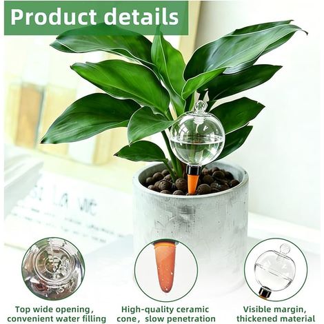 Set of 4 Plant Irrigation Balls, Plant Water Dispenser, Automatic Indoor Plant Watering for Gardens, Homes, Indoor and Outdoor Spaces (1/3)