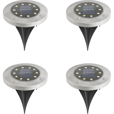 Lumière Solaire Encastrable - Capteur Crépusculaire Étanche Ip65 - Pour Jardin Allée Pelouse Cour - Lot De 4 (1/5)