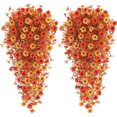 Lot de 4 Fleurs Artificielles Décoration Automn pour l extérieur Résistant à l eau et aux UV Sans entretien D un réalisme naturel (1/4)