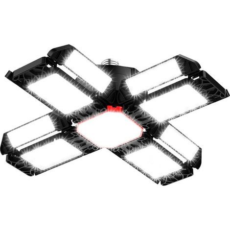 200W LED Lampe d'atelier Eclairage de garage 1 PCS 6500K Plafonnier déformable avec 12 Panneaux Réglables - E26 / E27 Bay l (1/4)