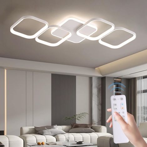 Antenlicht LED Deckenleuchten Weiß 50W 5600LM,2700-6500K,Moderne 4-Quadrat Acryl 78cm,Fernbedienung,Nachtlicht,für Wohnzimmer Schlafzimmer [klasse E]