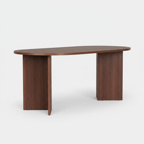 Mesa de comedor ovalada de melamina 180 cm Sablin - Nogal