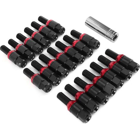 20 vis goujons de roue style tuning écrous filetage M14x1.25 compatibles M3 F80 M2 F22/F23 noirs (1/5)