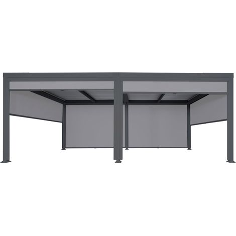 Alu Pergola HHG-787 mit 6x Seitenwand, Lamellen-Pavillon, stabiles 8cm-Metall-Gestell 3x6m anthrazit (1/5)