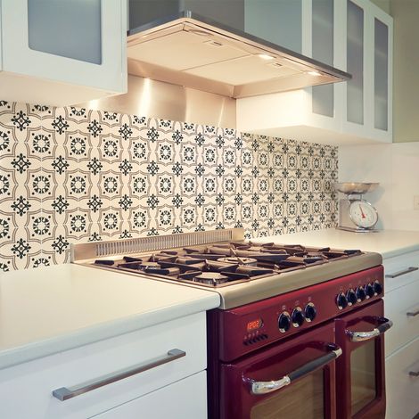 Sticker Mural Carrelage adhésif Cuisine Salle de Bain - 24 STICKERS CARREAUX DE CIMENT AZULEJOS ARTHURO - 24stickers10x10cm (1/5)