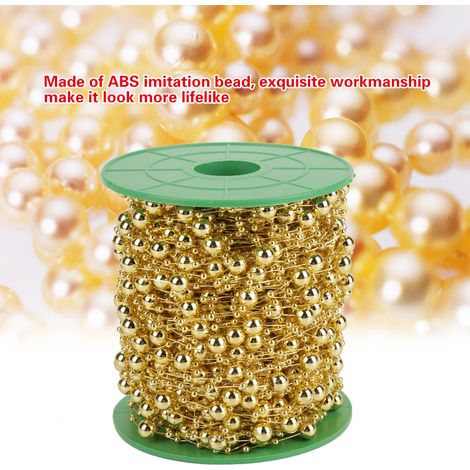 60 m lange, goldplattierte Perlenkette – 3 mm und 8 mm – für DIY-Hochzeitsdekorationen und Girlanden