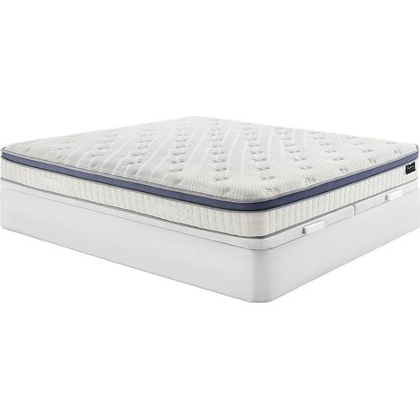 Ensemble 180 x 200 cm sommier coffre blanc + matelas hybride ressorts ensachés 7 zones mémoire de forme et latex ép.25cm - MALAO de PALACIO (1/5)
