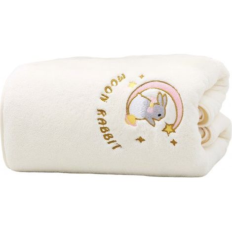 Serviette de bain 70 x 140 cm, serviette de plage, motif « Lapin de la Lune », serviette en coton doux, douce et absorbante pour la salle de bain, la cuisine, les soins du visage, la plage, etc. (1/5)