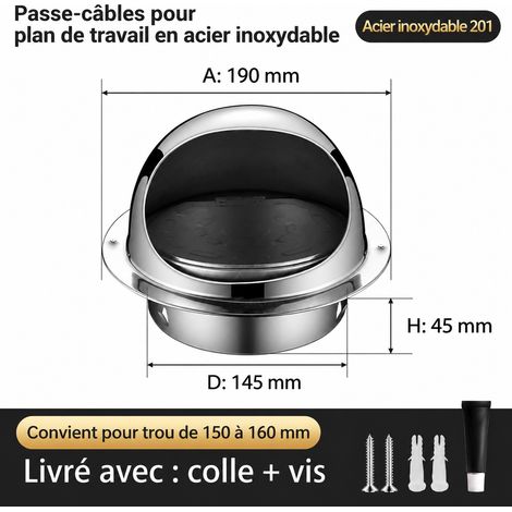 Clapet anti-retour mural inox 201 φ150 mm pour conduit PVC 160 mm 201 φ150mm 160pvc 1 kg – Livraison gratuite