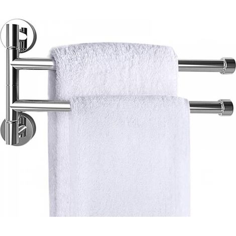 Porte-serviettes mural Porte-serviettes 180° Porte-serviettes en acier inoxydable Porte-serviettes chromé (2 bras) (1/5)