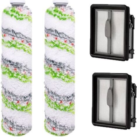 Lot de 2 filtres de rechange et 2 brosses rotatives pour animaux de compagnie pour aspirateur multifonction 3-en-1 Bissell CrossWave (modèles 1866, 1785, 2052 et 1713)