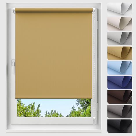 Allesin Store Enrouleur Occultant sans Perçage, 40cm x 140cm Beige, 100% Opaque Protection Thermique Solaire, Store à rouleau pour intérieur pour fenêtres et portes (1/5)