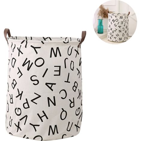 Panier À Linge Pliable - 50 x 40 cm - Capacité 62 L - Tissu Lin Extérieur + Doublure Polyéthylène Étanche - Bleu - 1 Pièce (1/5)