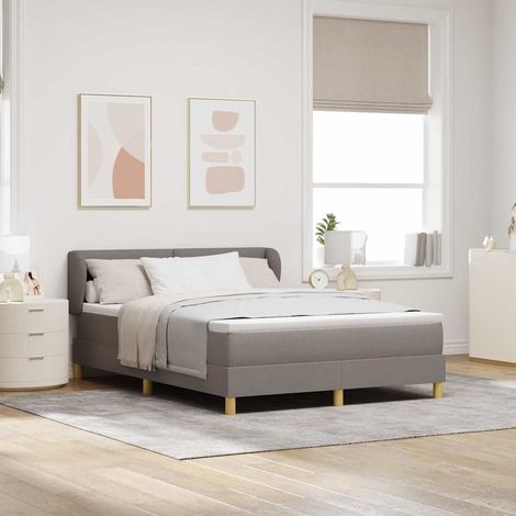 Cama tipo Box Spring con colchón Taupé 140 x 190 cm tela