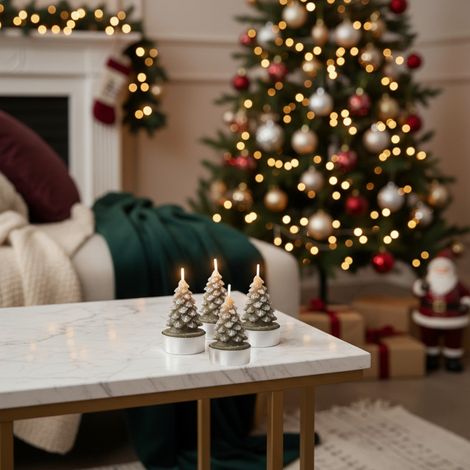Set of 4 Christmas Tree Tealights (1/3)