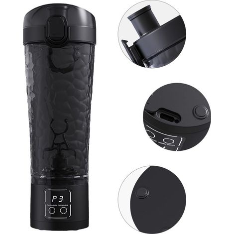 Automatischer elektrischer Mixer/Proteinpulver-Shaker, 700 ml, LCD-Display, einstellbare Geschwindigkeit, auslaufsicher und stoßfest, schwarz. (1/5)