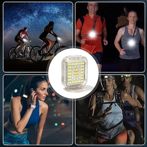 Lot de 4 Lampes Clip LED Rechargeables, Jogging Bandeau, Lumière de Sécurité à Clip Course, Randonnée & Camping, 6 Niveaux de Lumière, Lumière Froide, Chaude & Rouge Bleu (1/5)