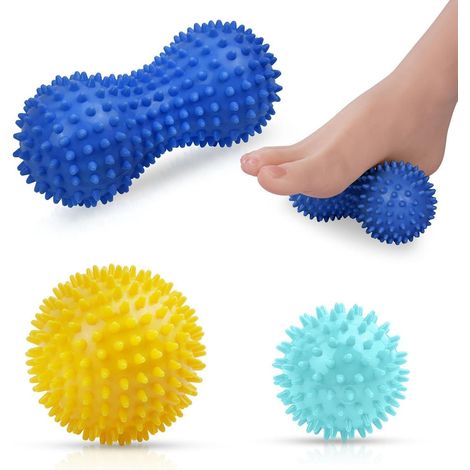 Massagebälle Faszienball Igelball Hart 3er Hellblau dunkelblau gelb (1/5)