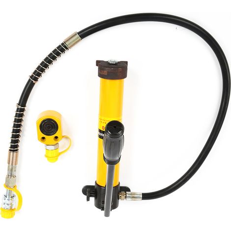 Vérin hydraulique séparé 5 tonnes avec pompe manuelle 700/20 kg/cm², portable et robuste pour levage auto et atelier (1/5)