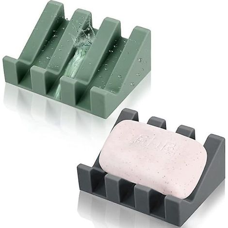 Set mit 2 Silikon-Seifenschalen für Küche und Bad – Schwarz und Grün (1/5)