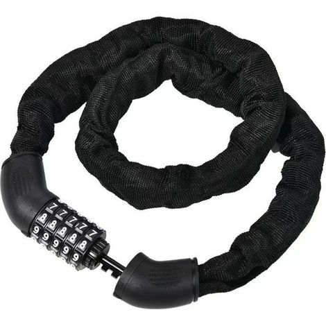 Candado antirrobo para bicicleta con combinación, cadena y candado de 5 dígitos, 90 cm, paquete de 1, negro. (1/4)