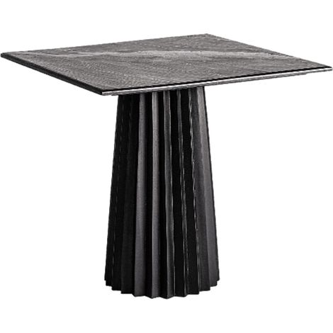 Table à manger carrée bois plissé et marbre 80cm José Manuel Ferrero d’Estudi-Noir (1/5)