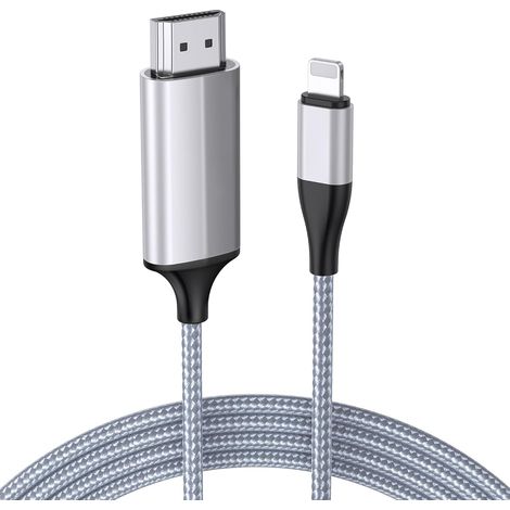 1 Câble HDMI, Connecteur Vidéo Numérique 1080p, Adaptateur Plug And Play, Pour iPhone iPad TV Projecteur (1/5)