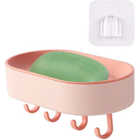 Porte-savon suspendu sans perforation, support de rangement pour savon de salle de bain avec crochets (1/5)