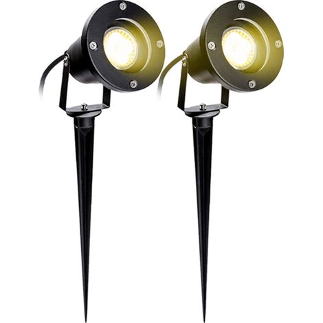 TolleTour Lot de 2 Projecteur de jardin Spot Led Extérieur Avec Piquet, 6W Éclairage Extérieur IP65 Blanc Chaud