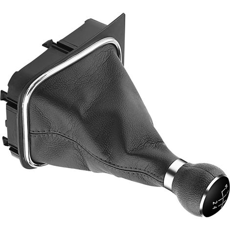 5-Gang-Schalthebel mit Ledermanschette für VW Golf 6 MK5 MK6 (2005–2014), Komplettset inklusive Schalthebelmanschette, schwarzem Schaltknauf und Autoinnenausstattung (1/5)
