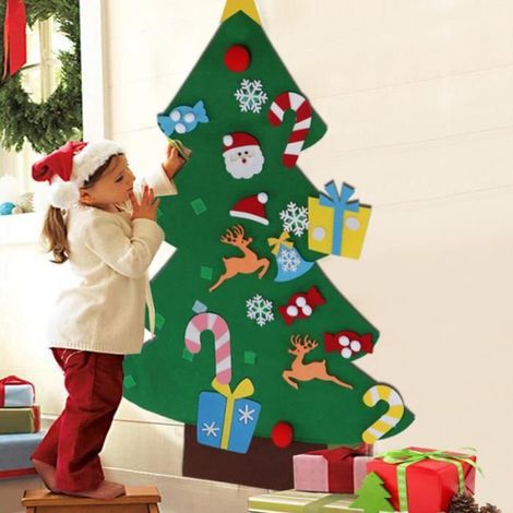 Tenture murale sapin de Noël en feutre décoratif fait à la main (1/4)