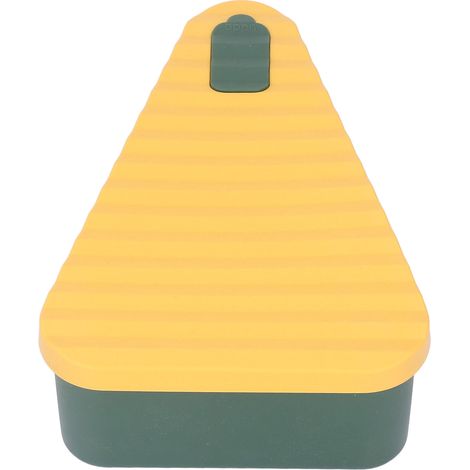Boîte à pizza réutilisable en silicone alimentaire avec couvercle, jaune et verte. (1/5)