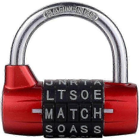 Cadenas de sécurité à 5 lettres - combinaison réinitialisable, aluminium robuste,Red (1/5)