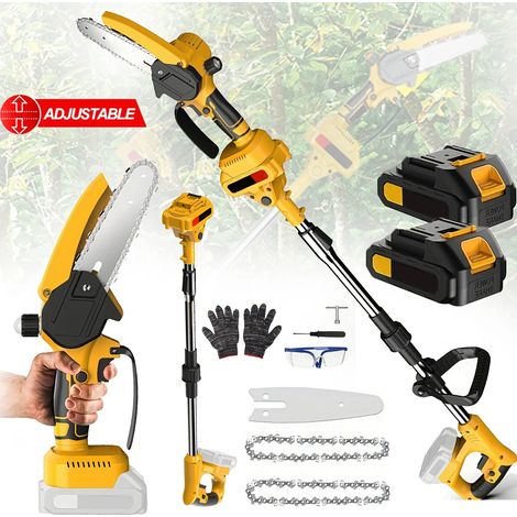 Seghetto Elettrico Telescopico a Batteria 21V con Motore a Spazzole 2 IN 1 per Potatura Rami Alti, Utensile Elettrico da Giardino per Esterni Compatibile con Batteria Makita, Con 2 batterie
