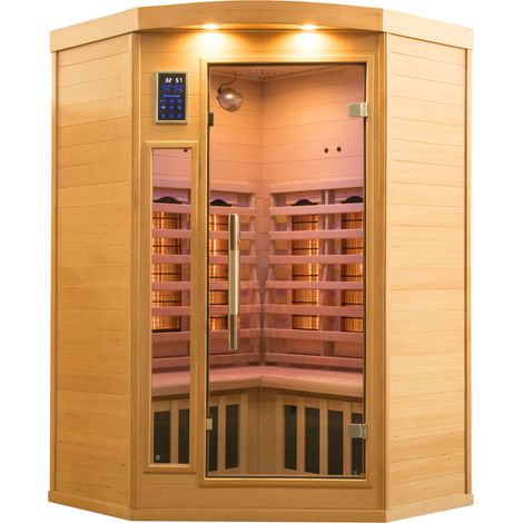 Sauna Finlandese ad Infrarossi 2/3 Posti 120x120 cm H190 in Legno di Abete Apollon 2C (1/5)