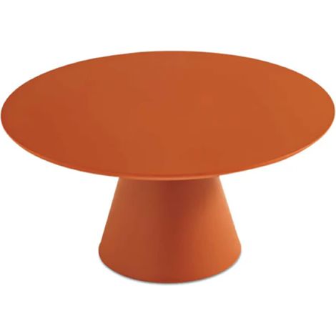 Tavolino rotondo con piano in legno e base in metallo Ruggine - TRIADE Large (1/2)