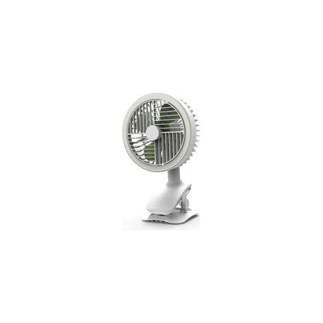 Mini ventilateur USB à pince avec tête oscillante, rechargeable, blanc glace et neige – (1/3)