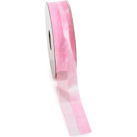 Nastri in raso e organza rosa, set da 6 pezzi, mm 25 x 10 m