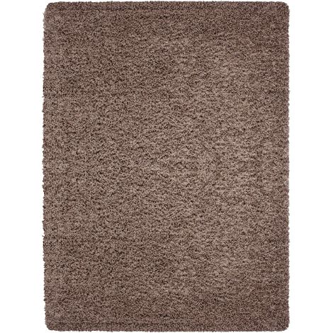 Tapis Shaggy Uni Poils Longs Tapis Salon Chambre Couloir (Café - 200x290cm)