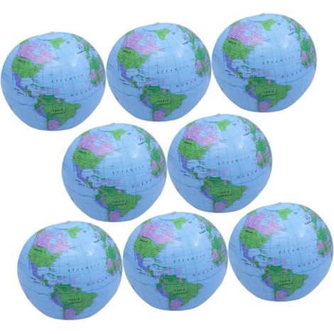 8pièces Ballons Globe Gonflable pour Piscine Jouets De Plage Forme De Globe Terrestre Réutilisables Et Durables (1/5)